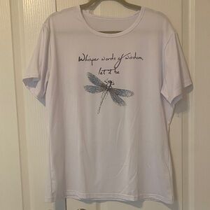 White T-Shirt with Dragonfly Design